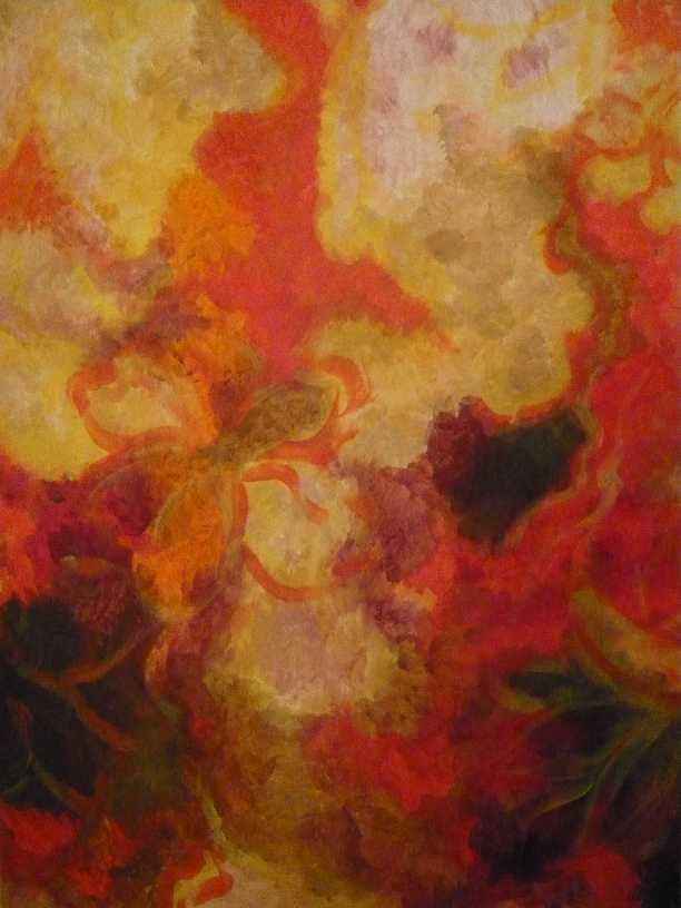 119 Oranžové květy / Orange Bloom / 50 x 70 cm / olej na plátně / oil on canvas