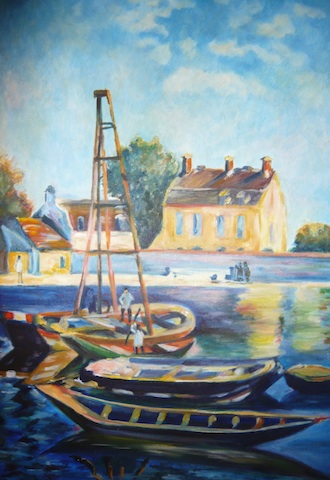 178 Lodě / Ships  / Alfred Sisley - copy / 35 x 50 cm / olej na plátně / oil on canvas