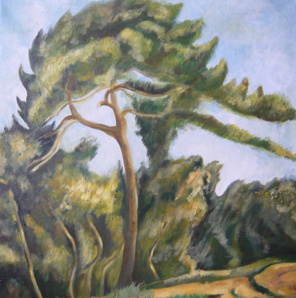 216 Krajina / Landscape - Cezanne - copy / 40 x 40 cm / olej na plátně / oil on canvas