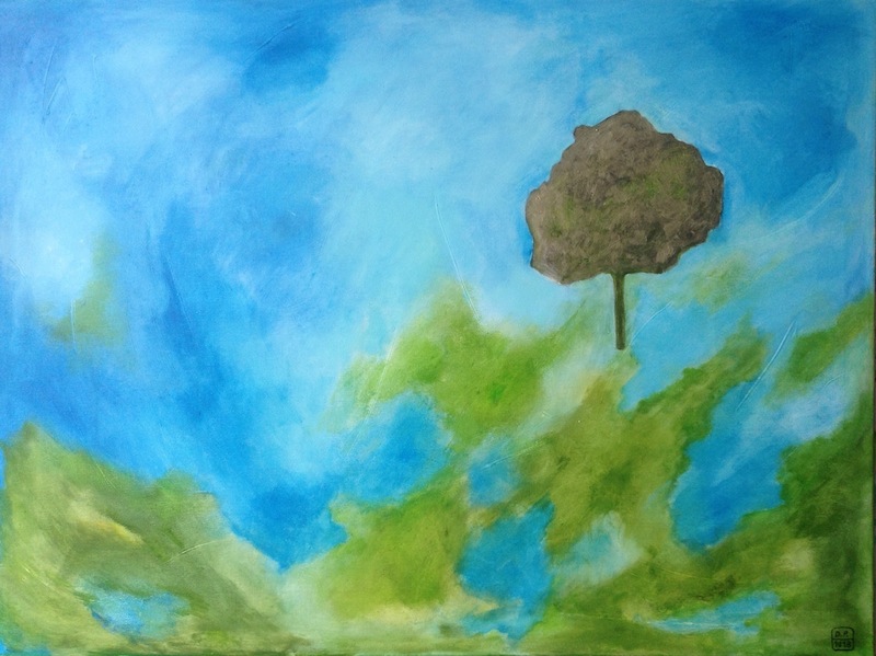 398 Levitující strom / Levitating Tree / 65 x 88 cm / akryl na plátně / acrylic on canvas