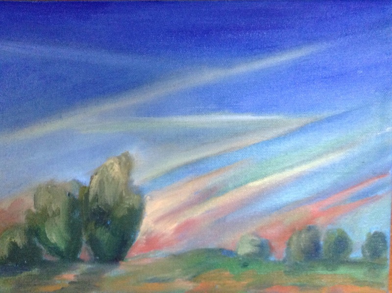 439 Podvečerní krajina / Evening Landscape / 25 x 35 cm / olej na plátně / oil on canvas