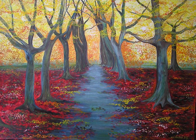 83 Podzimní alej / Alley in fall / 70 x 100 cm / olej na plátně / oil on canvas